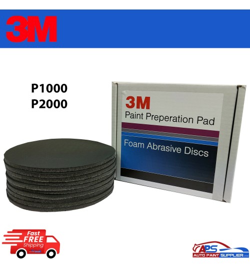 3M 150mm 6" P1000 Grit HookNLoop Foam Fine Finishing Discs Pad PK10